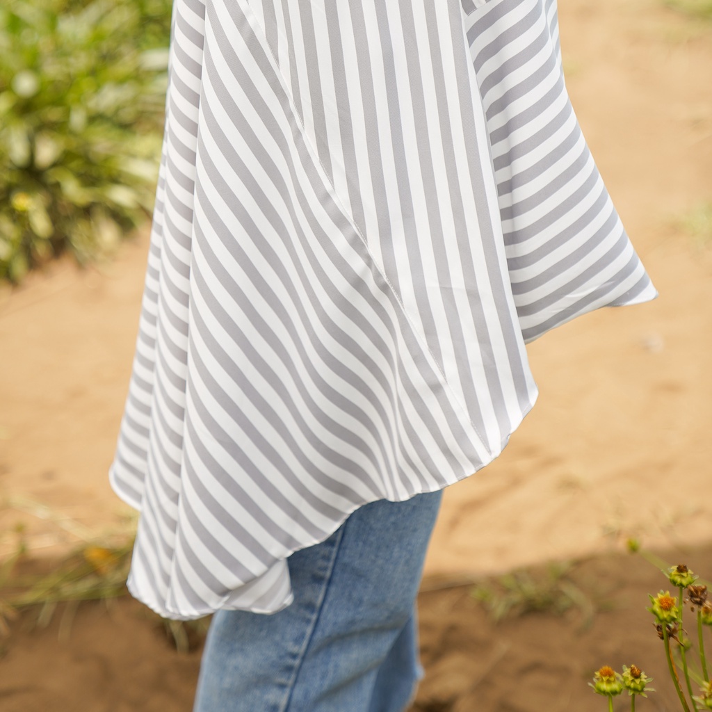 Arumi Top blouse salur kemeja wanita oversize