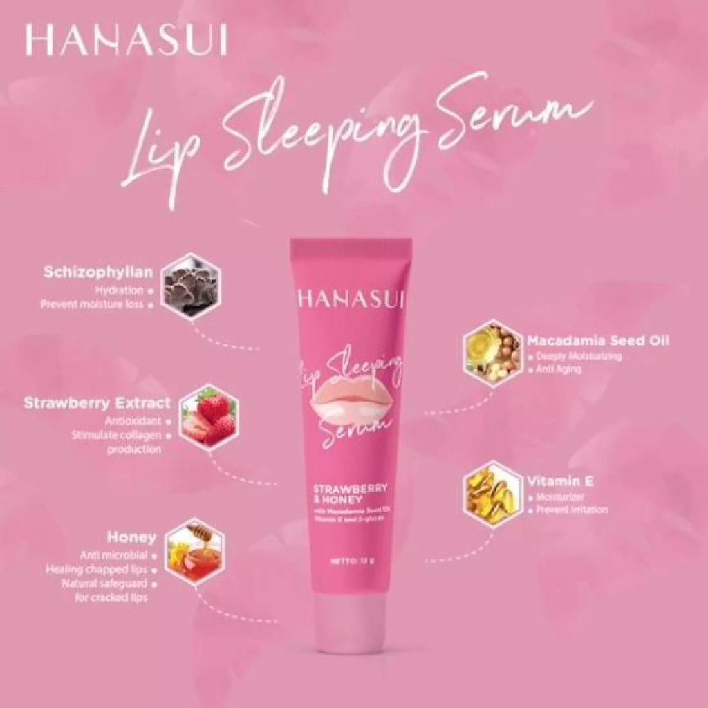 HANASUI Lip Sleeping Serum | Mask Bibir Strawberry (✔️BPOM) Halal