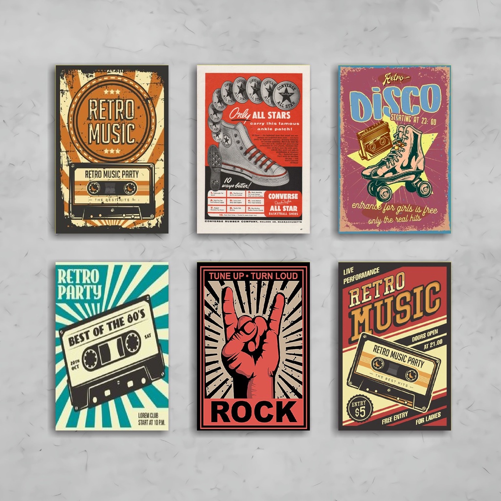 WALL DECOR POSTER HIASAN DINDING RETRO VINTAGE KLASIK DEKORASI PAJANGAN AESTHETIC