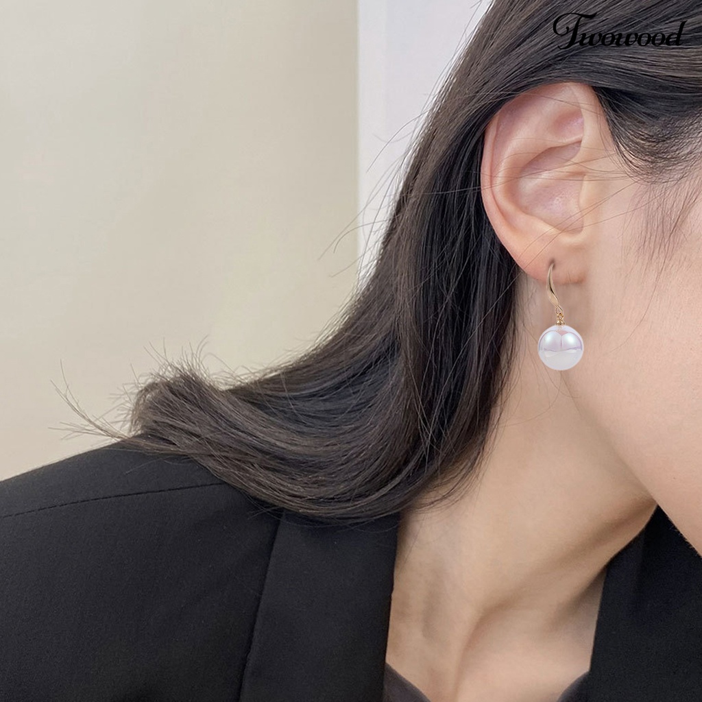 1 Pasang Anting Mutiara Imitasi Warna Putih Untuk Wanita