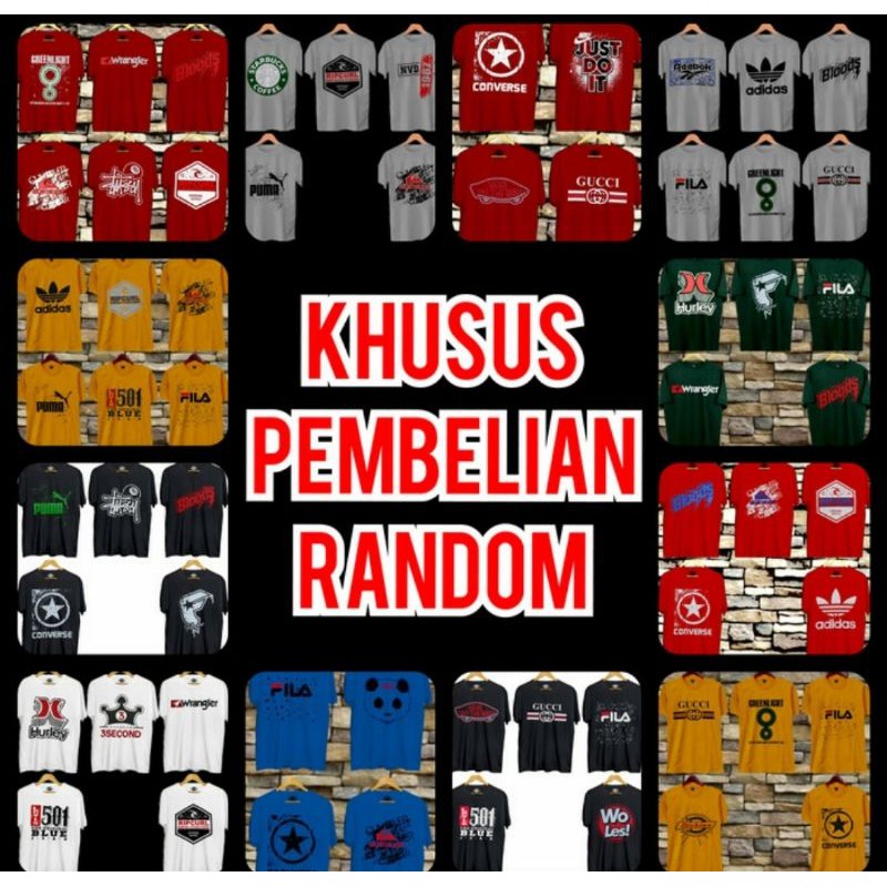 KAOS PRIA DISTRO I BAJU COWOK MURAH MOTIF RANDOM FLASHSALE