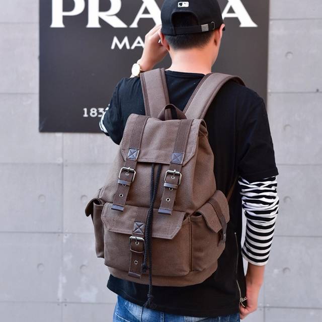 Tas Ransel Kanvas Canvas Pria Import Backpack