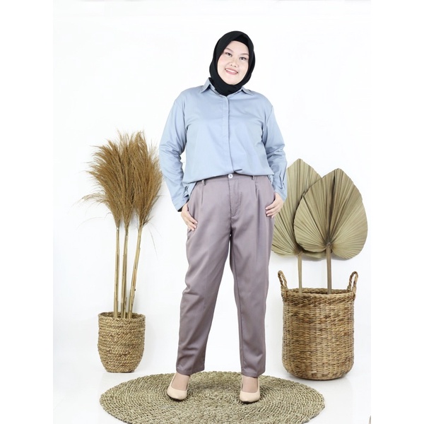 Kemeja Toyobo jumbo/kemeja basic polos Ld 110cm Ld 120 cm-jumbo grey
