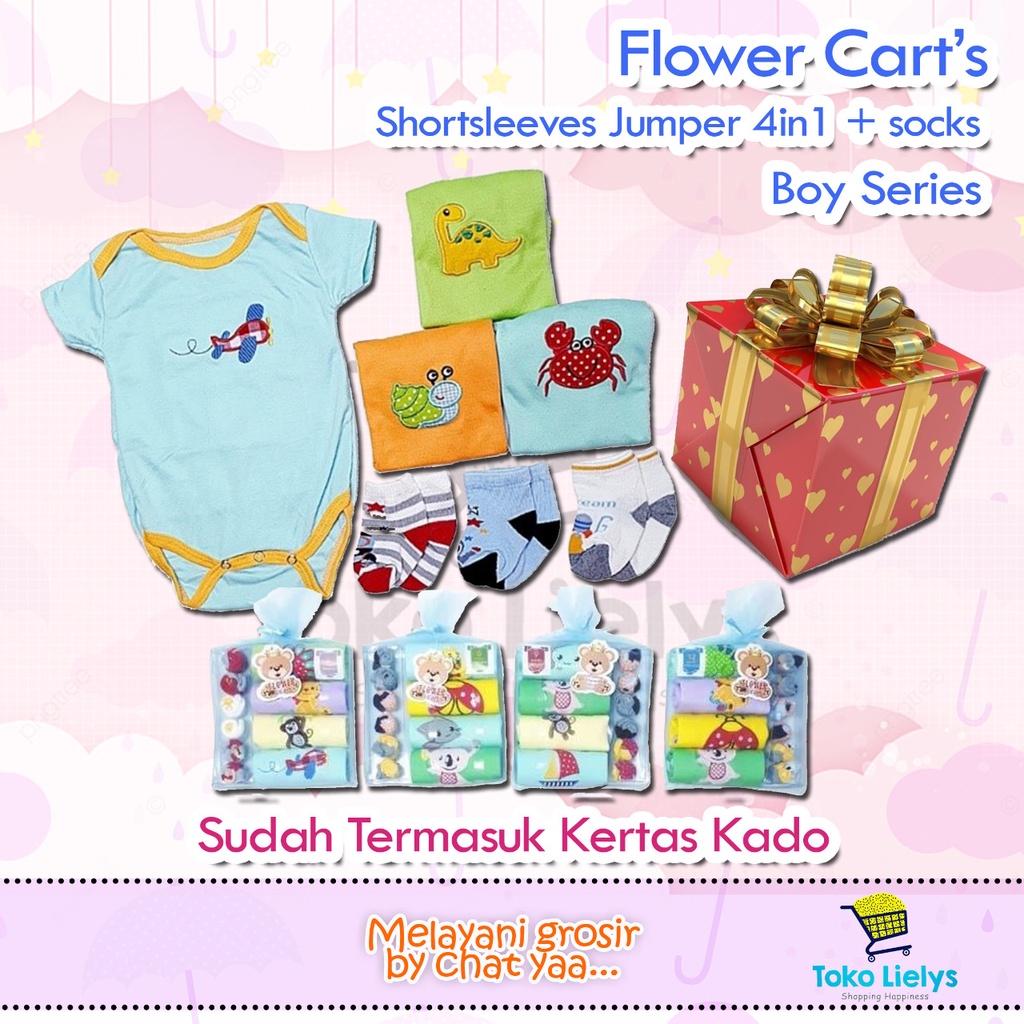 4pcs Jumper Pendek + 3 Pasang Kaos Kaki Bayi Lovelle Cart's 3-12m Carters Bodysuits