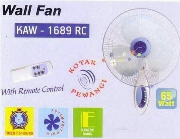 MIYAKO Kipas Angin Dinding Remote Wall Fan KAW-1689 RC - 1689RC