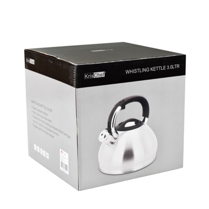 KRISCHEF Teko Air 3Ltr/Whistling Kettle Stainless Steel/Pemanas Air