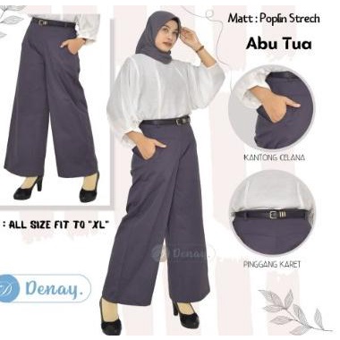 ▲ Celana Kulot Wanita Mode AYUNDA KULOT Stret Katun Poplin - Hitam, Ayunda Standar ♦