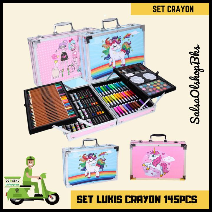 

Set Alat Lukis Anak 145Pcs Model Koper Jinjing Import Alat Menggambar