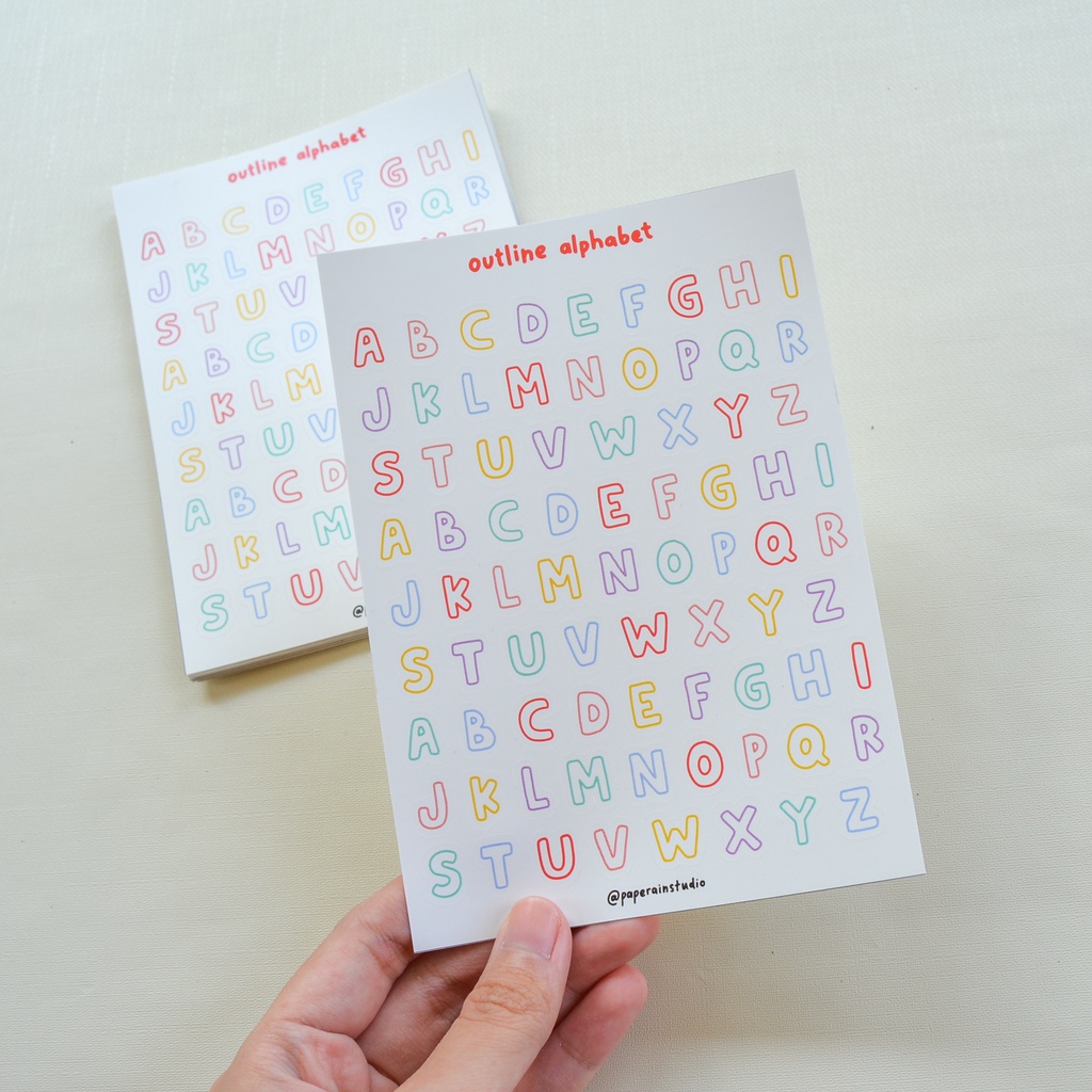 

outline alphabet + number sticker sheets