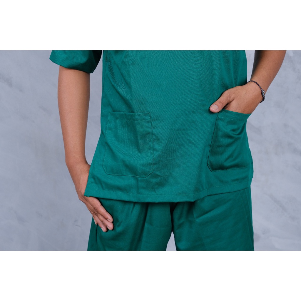 Baju Ok Oka Pendek American Drill | APD Medical Scrub Dokter Perawat Petugas Medis