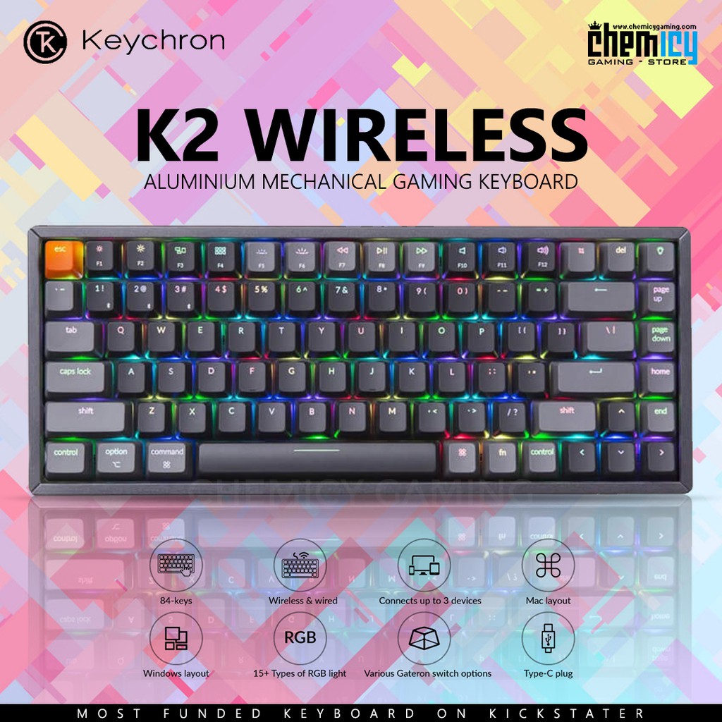 Keychron K2 RGB Aluminium Wireless Mechanical Gaming Keyboard