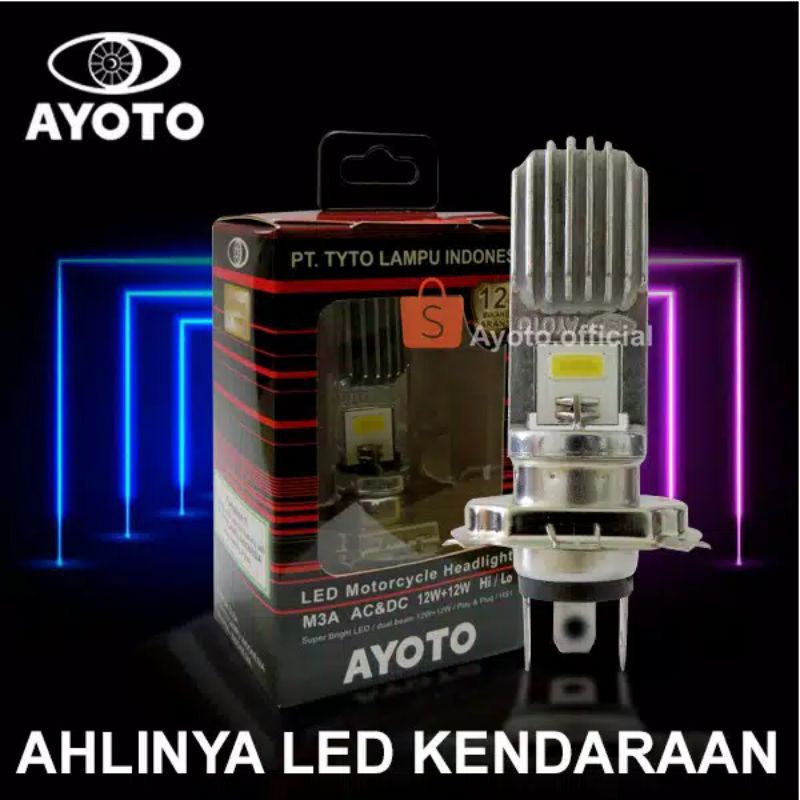 Lampu Depan VIXION SCOPY  SPORT H4 LED  AYOTO & LASER  Ac&Dc Hi/Lo18 watt