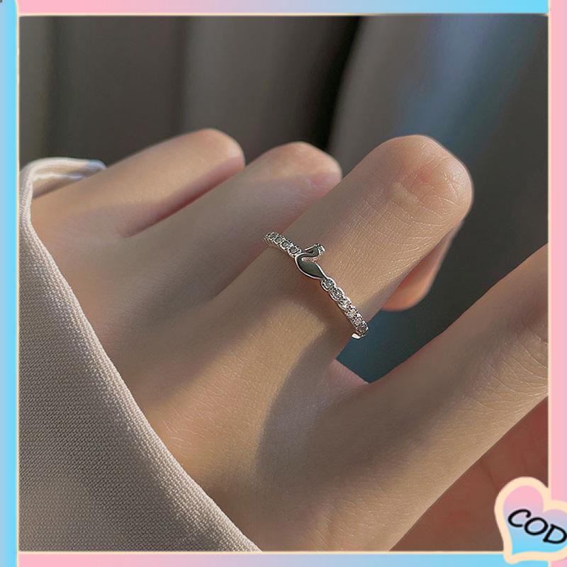 COD❤️ Cincin Jari Telunjuk Bentuk Angsa Kecil Model Terbuka Untuk Wanita-A.one