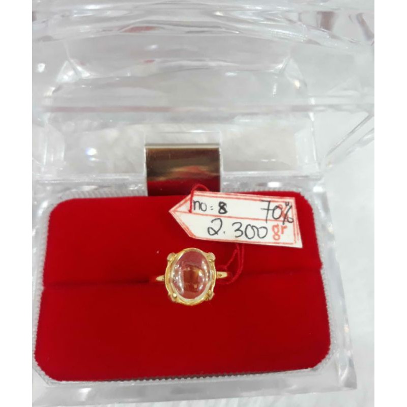 CP1210F242F cincin model mata batu warna clear teh bening bulat antik perhiasan emas kuning asli new