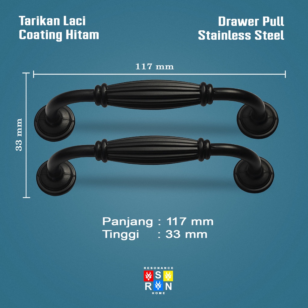 Tarikan Laci Coating Hitam 8504 / Handle Gagang Pintu Laci Lemari Resonance Home