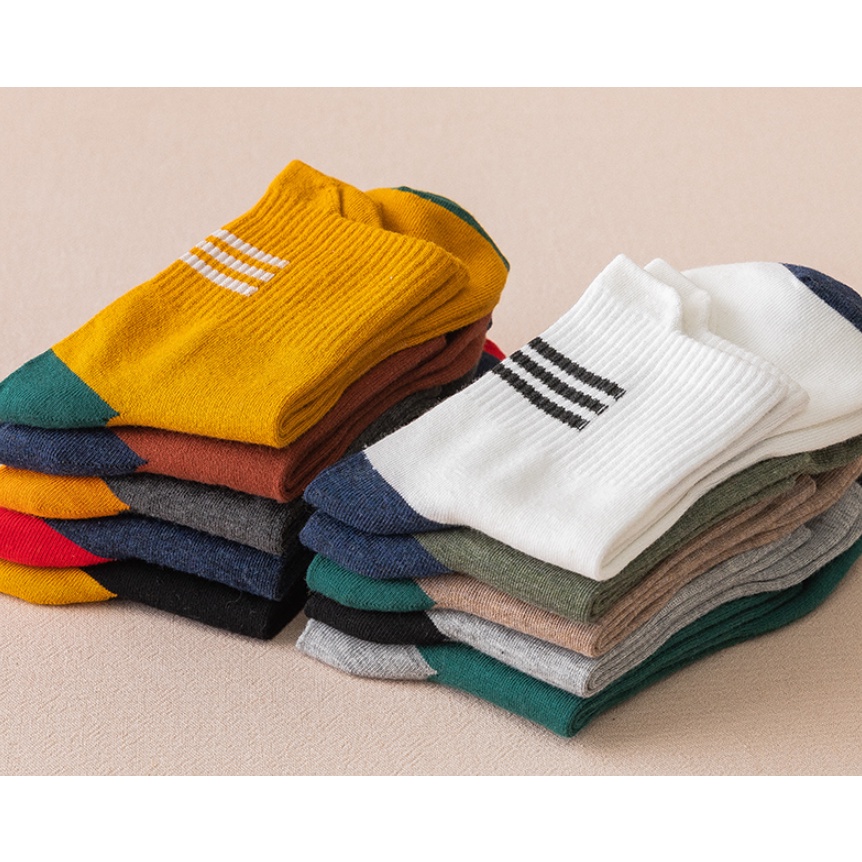 Kaos Kaki Pria High Quality Striped Solid Color Cotton Socks SCH29