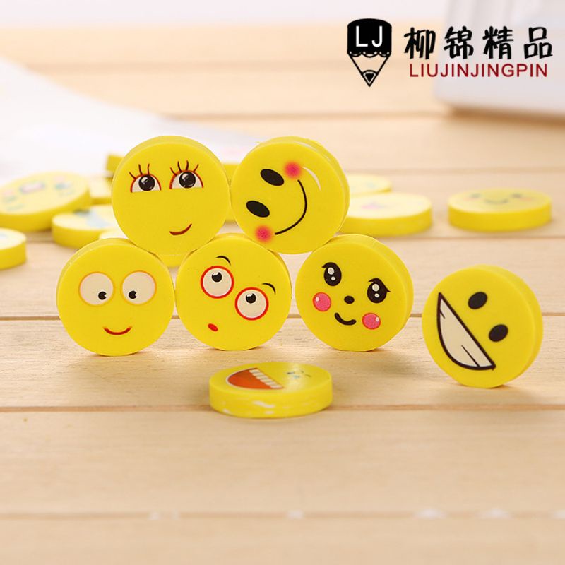

Penghapus Pensil Bulat Motif Emoticon / Pencil Eraser /ATK / Import / Murah
