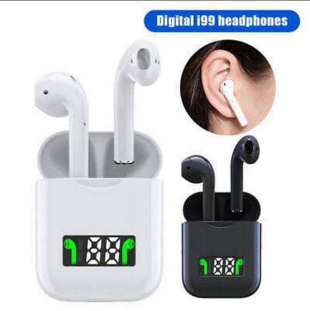 EARPHONE HEADSET HEANSFREE WIRELESS ORIGINAL BLUETOOTH I99 POP UP