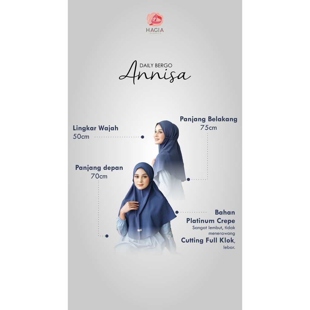 Daily BERGO ANNISA MOM by HAGIA INDONESIA bahan platinum crepe lembut adem tidak menerawang &amp; lebar