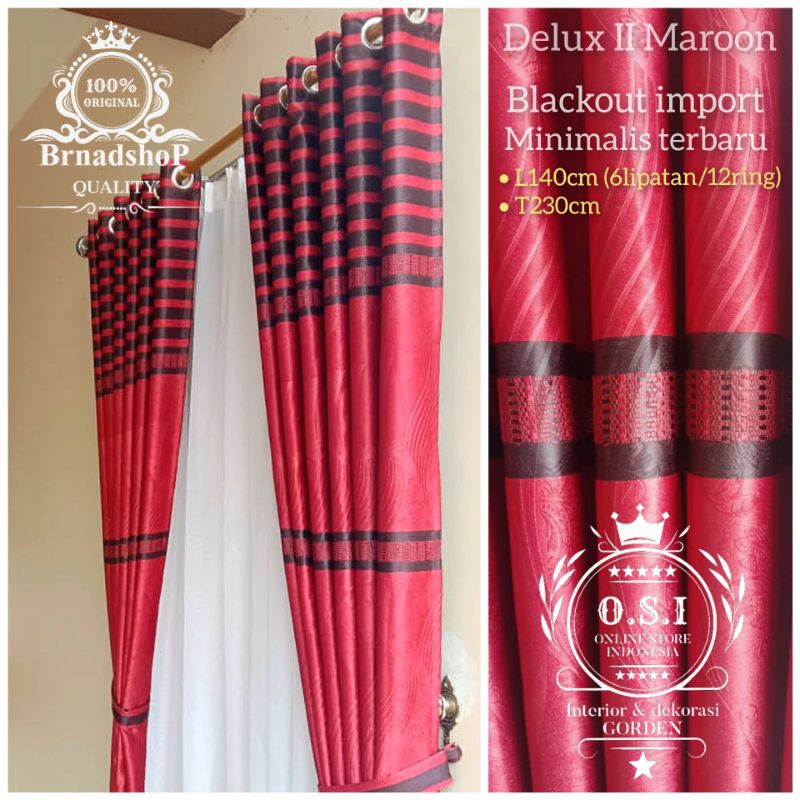 Gorden Rumah Minimalis Motif Garis Blackout Emboz Timbul Premium Quality