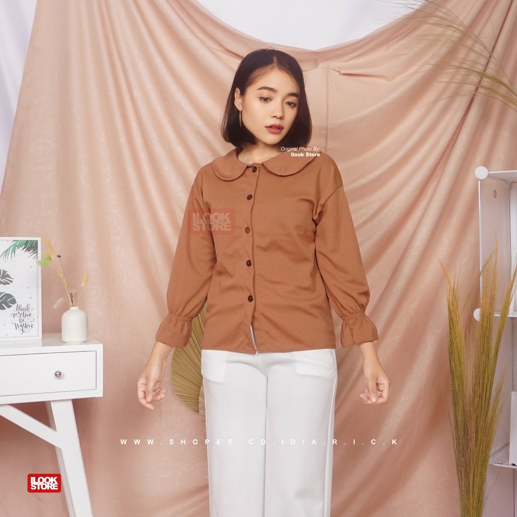 ilook | Tria Blouse | Blouse Wanita - Fit to L-Tria - Coklat