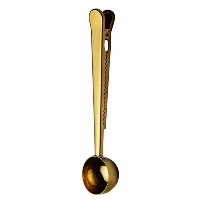 Urijk Sendok Takar Kopi Teh Measuring Spoon Stainless Steel with Clip [Gold]