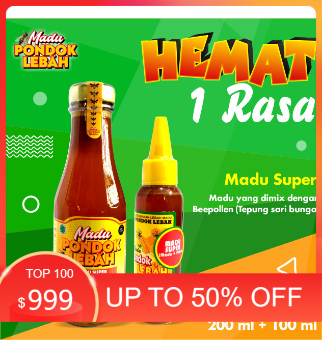 

Paket Madu Super 200 ml - 100 ml PONDOK LEBAH