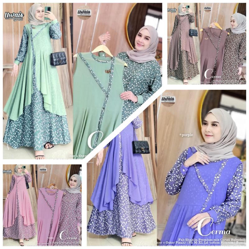 Ready Cerma + Miranti layesa gamis katun by Uwais Original