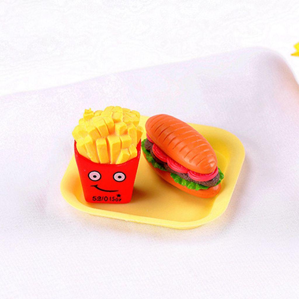 [Elegan] Fast Food Figurine Lucu Mini French fries, Dessert, Popcorn Micro Landscape Miniatur Mainan Patung Kecil Hadiah Anak Model Hamburger