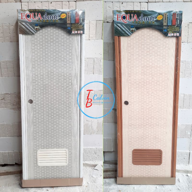 Pintu Kamar Mandi PVC / Pintu PVC Motif merek EQUADOOR kusen Maspion PVC tanpa kaca (Kunci Bulat)