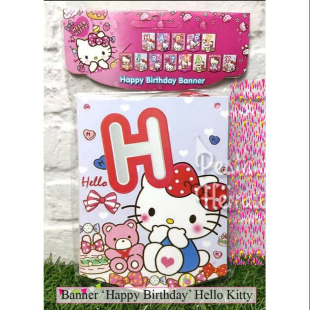 Banner HELLO KITTY Ulang Tahun Anak