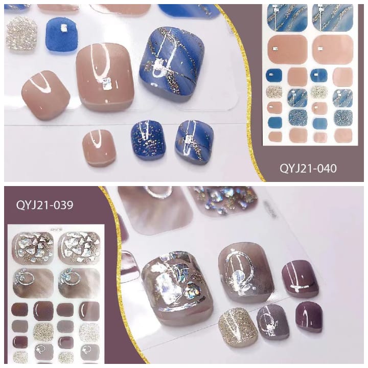 1 SET SEPASANG STIKER KUKU KAKI NAIL STICKER FEET TOE NAILS STIKER 3D TIMBUL PREMIUM DESAIN STIKER KUKU