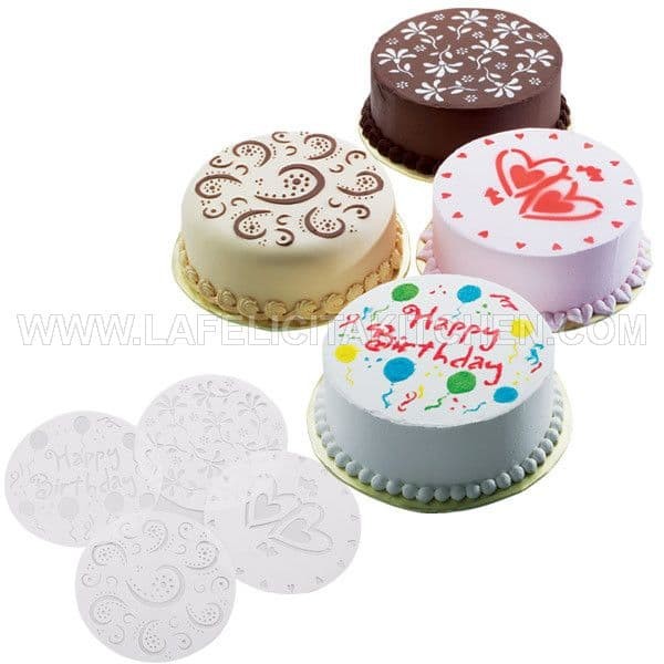 

S54Adns Stencil Stensil Cake Kue Isi 4 / Set Dekorasi Decor Bubuk Birthday Diy S2D54Sc