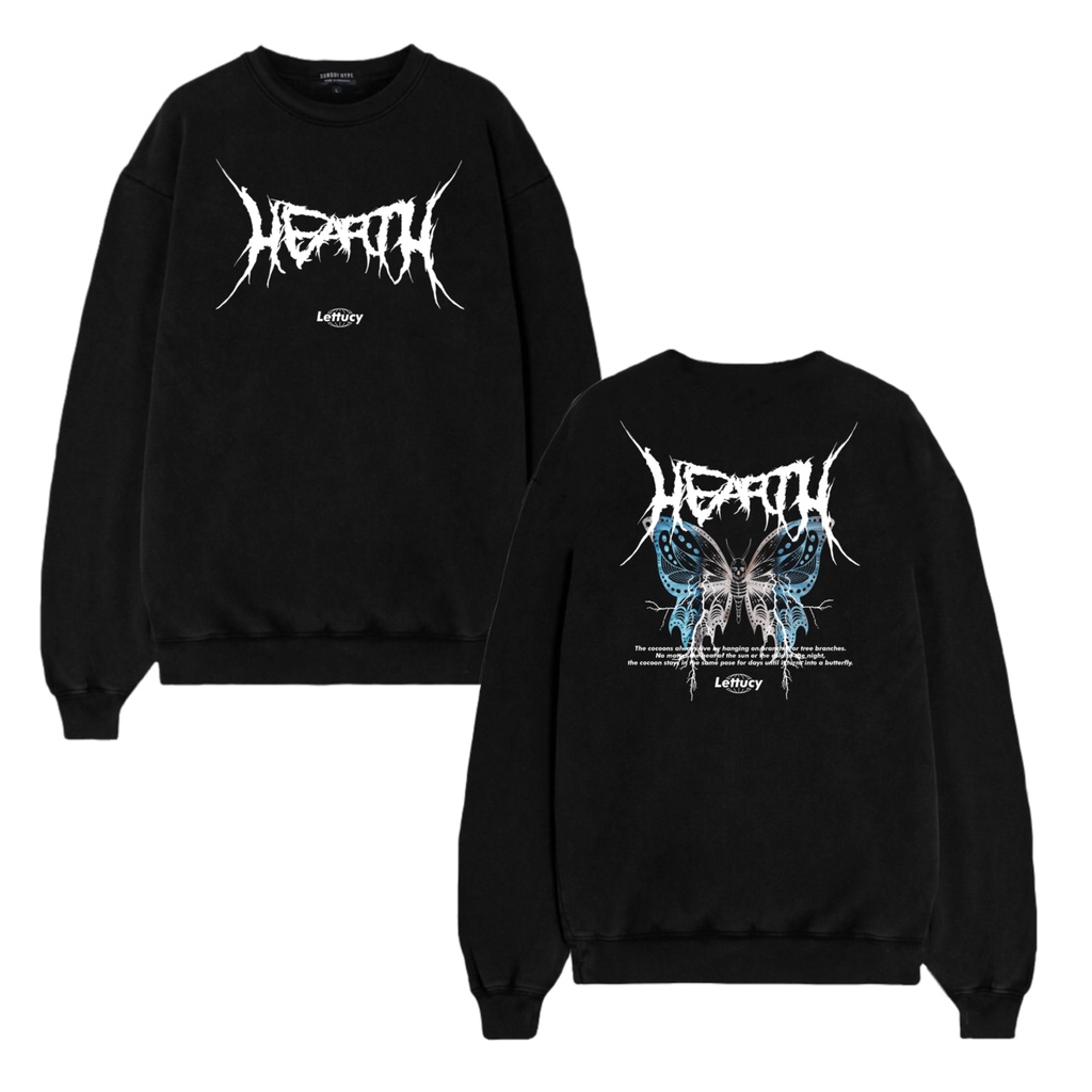 LETTUCY - CREWNECK SWEATER BLACK & CREAM-butterfly