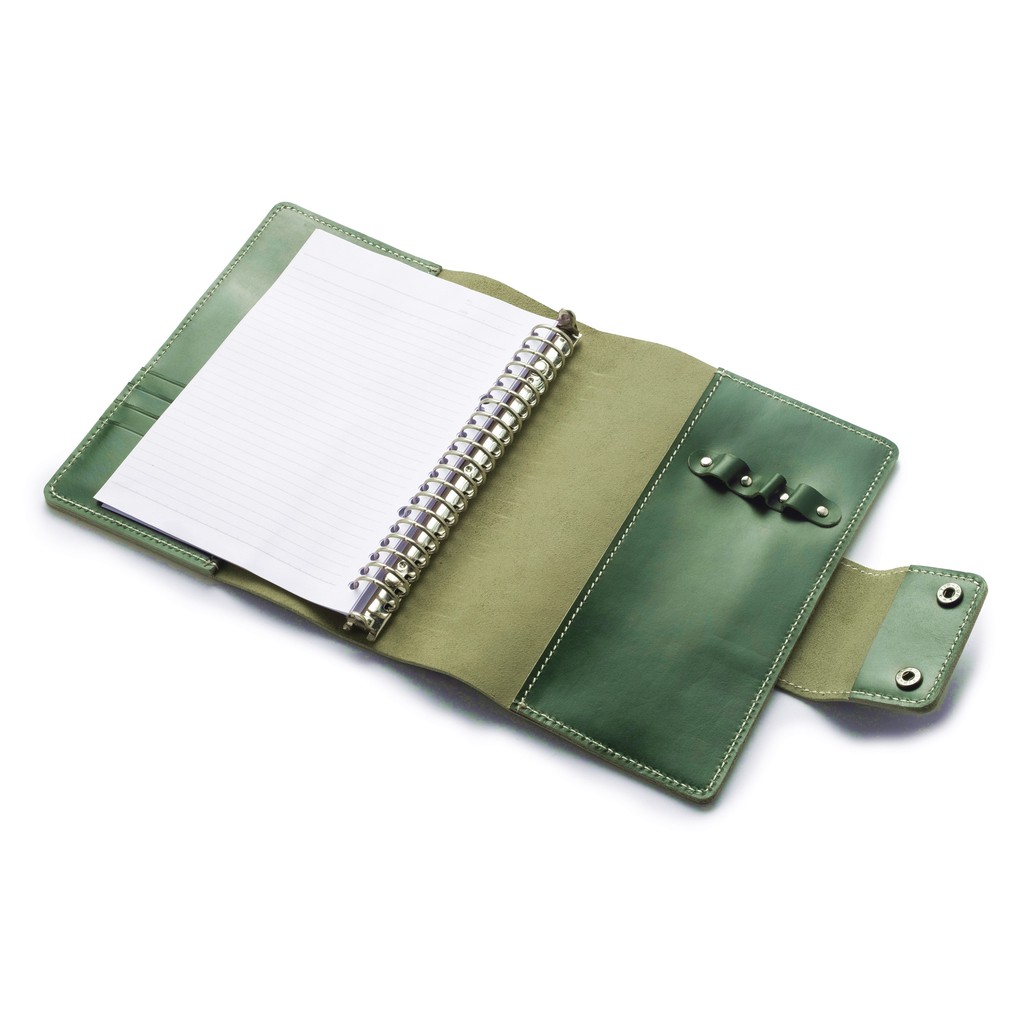 binder kulit asli A5 agenda ring loose leaf warna hijau - PHBD1010