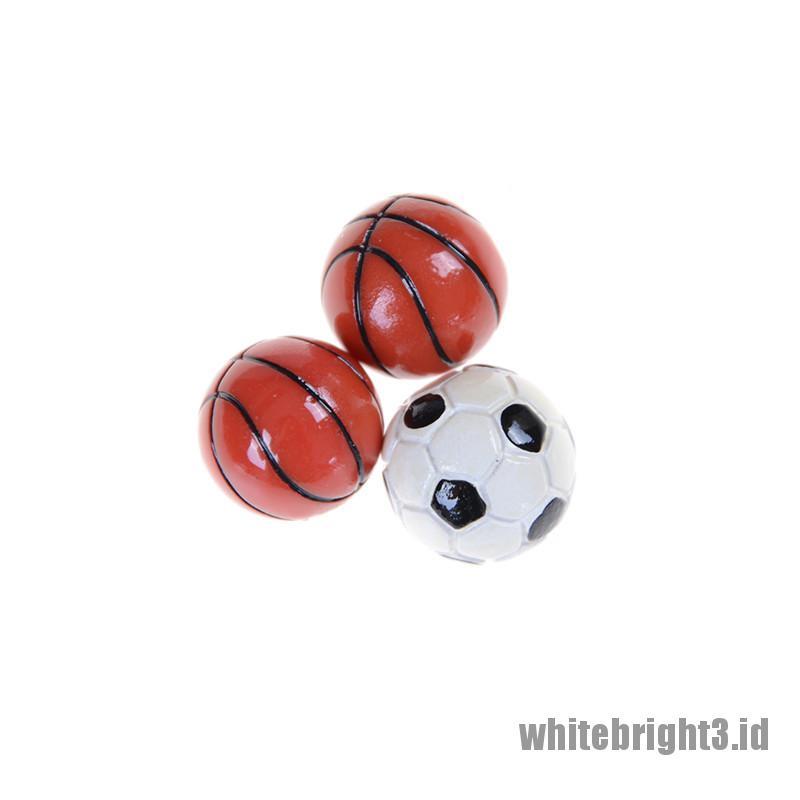 (white3) Miniatur Bola Sepak / Basket Skala 1: 6 / 1: 12 Untuk Rumah Boneka