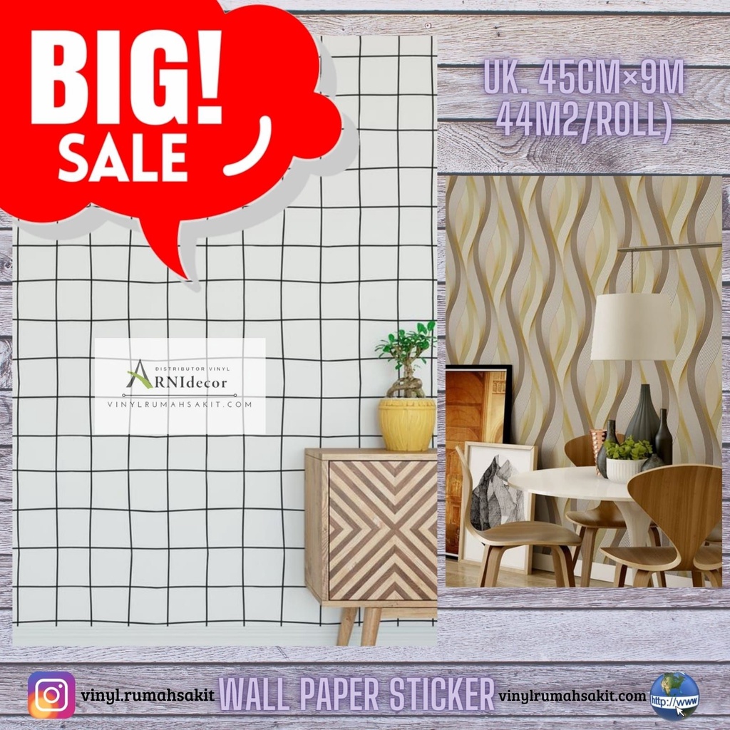Wallpaper Sticker 3D Dinding Motif Kayu-Garis-Kotak [Sudah ada Lem]
