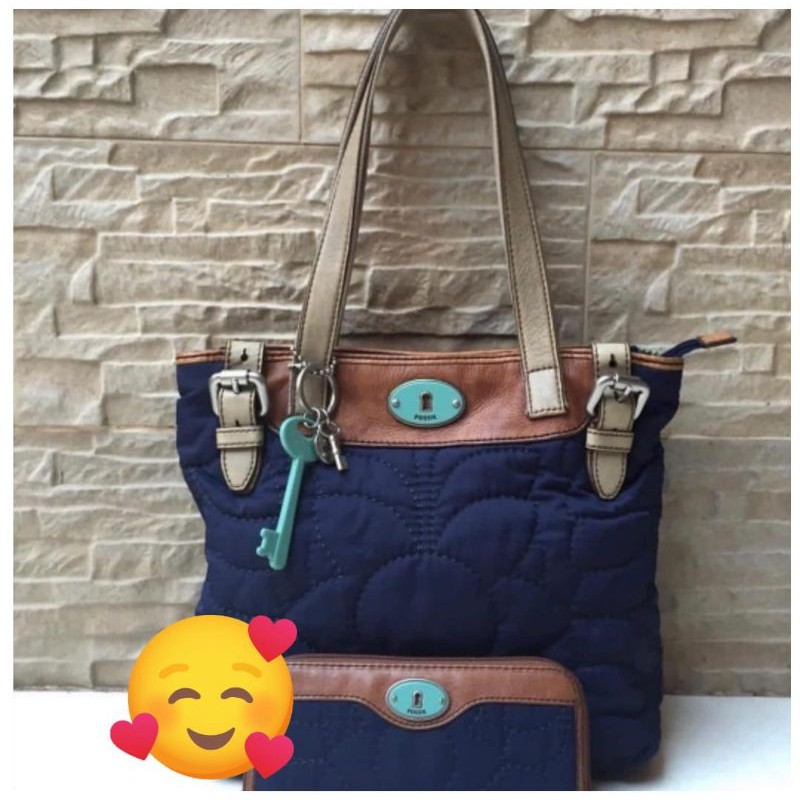 preloved fossil keyper tas & dompet bundling