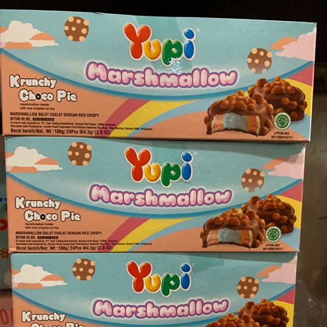 Yupi Marshmallow Krunchy Choco pie. 1 box isi 24 pcs