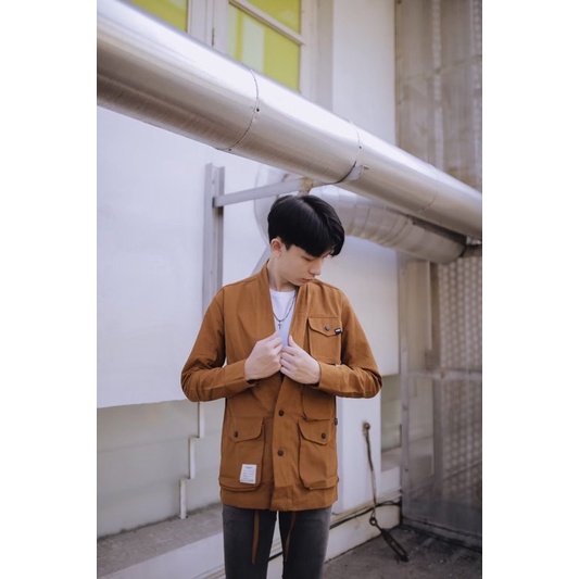 ORIGINAL WOLV Jaket Kimono Pocket Wolv Jaket Unisex Jaket Distro Caramel