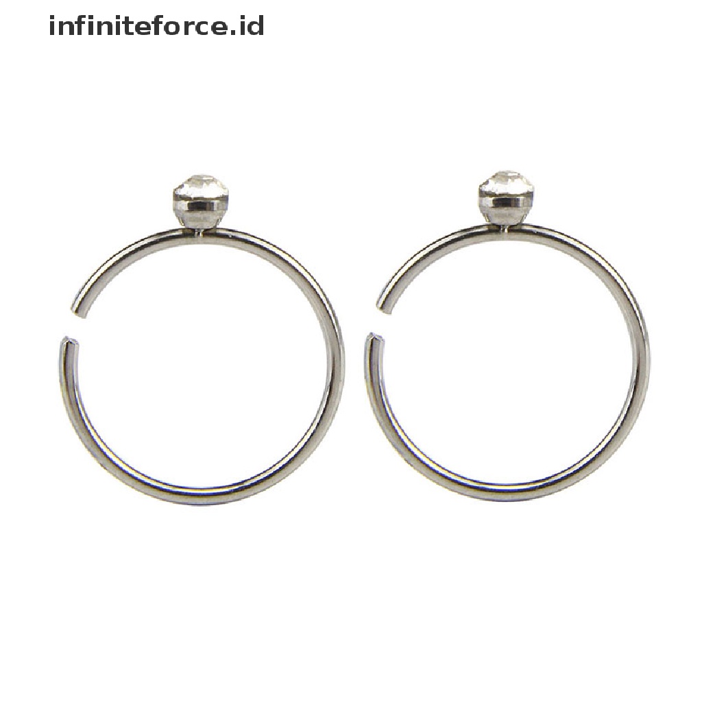 (Infiniteforce.Id) 40pcs / Set Cincin Tindik Hidung / Tubuh Bahan Stainless Steel Hias Kristal Untuk Wanita