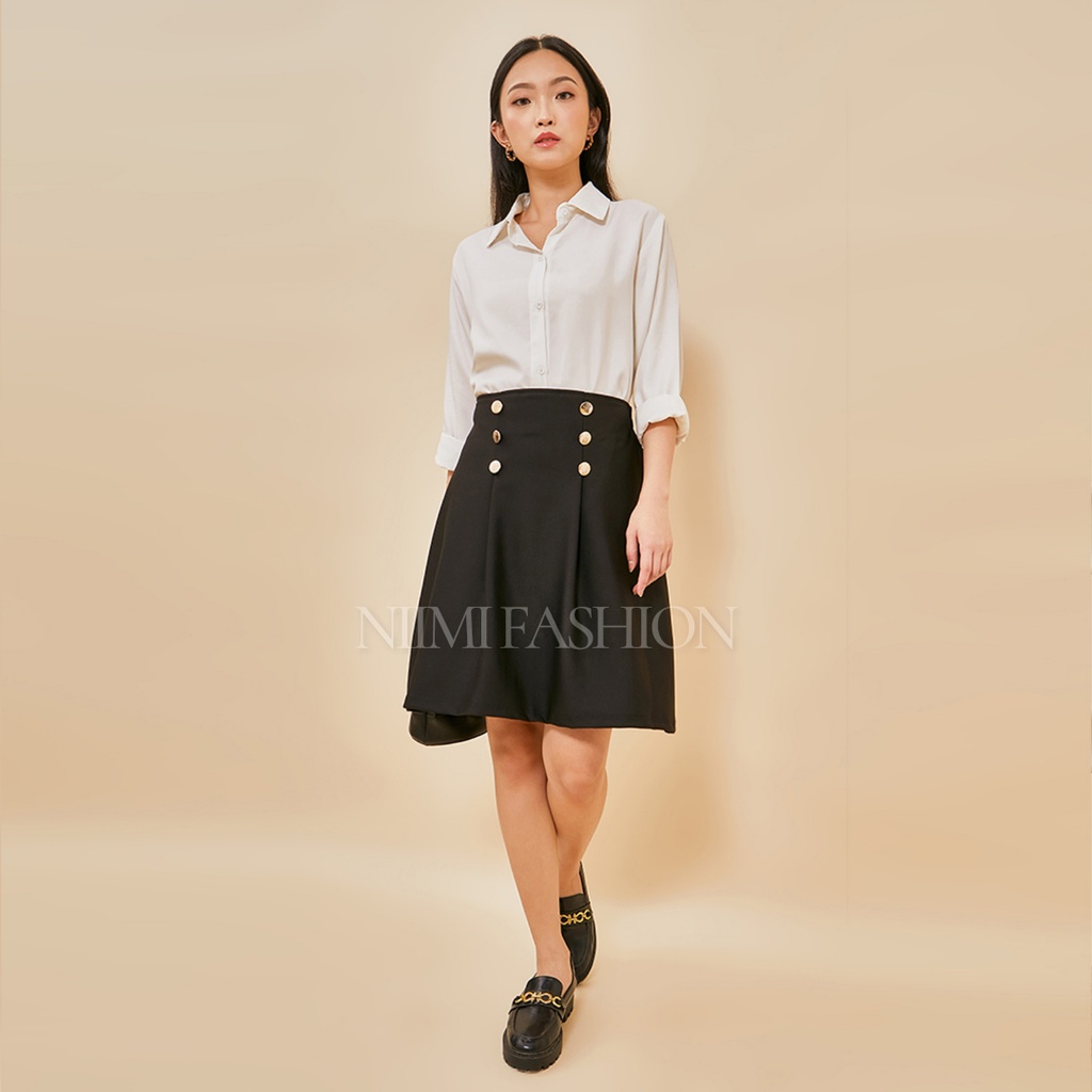 NIMI - 767 Midi Skirt Rok Mini Korea Rok Pendek Scuba Wanita kekinian