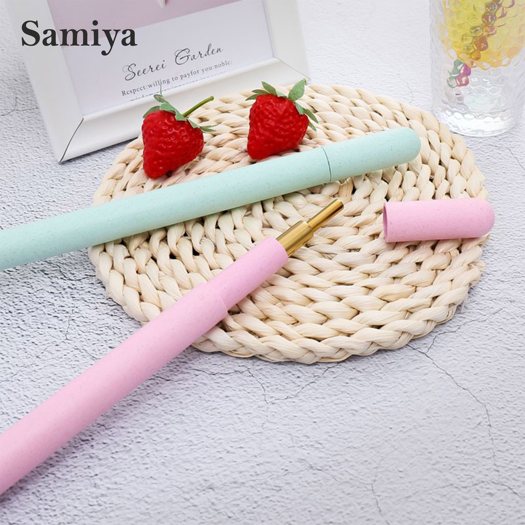 paket set sedotan stainless portable wheat straw casing / stainless straw set tube case wheatstraw