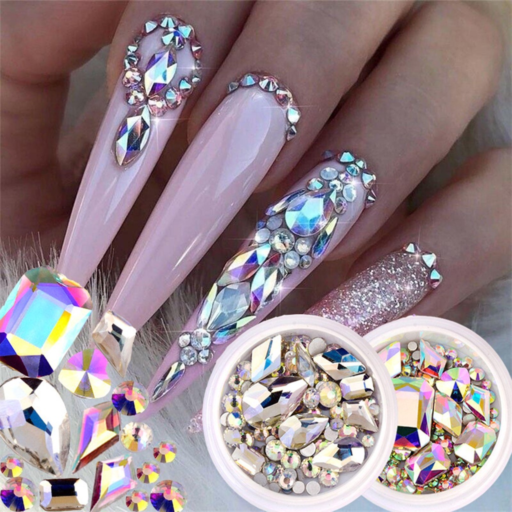 R-flower Kristal Kuku Rhinestones 3D Glitter DIY Flat Bottom