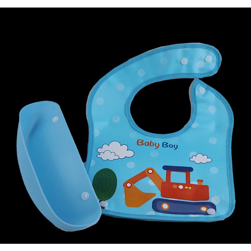 Celemek Makan BIB Baby Safe, BIB silicone, tatakan makan bayi Babysafe BIB02 BIB04 BIB05