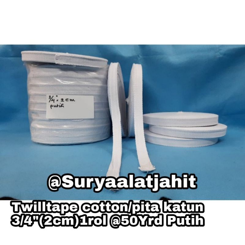 Twilltape Cotton 3/4in (2cm) Putih kapur MK @50Y =rp.41.500/1pcs