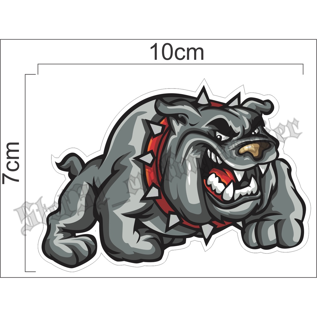 Stiker printing gambar anjing bulldog, printing anjing bulldog galak