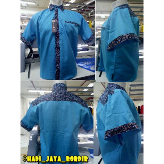 SERAGAN KEMEJA ENZINO BIRU MUDA KOMBINASI BATIK
