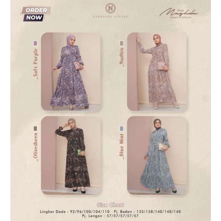 Gamis Premium Maghda by Nadheera Luxury|Gamis Motif Cantik|Gamis Premium Syari|Gamis Busui|Gamis Ray