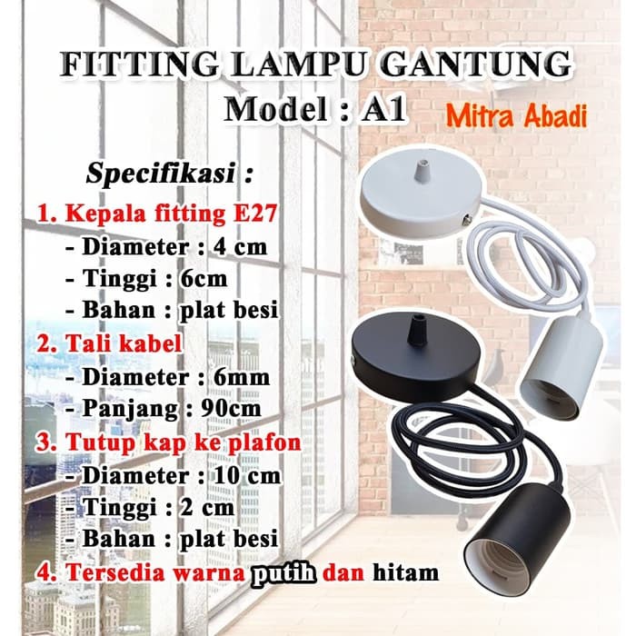 Fitting Lampu Gantung E27 Model A1